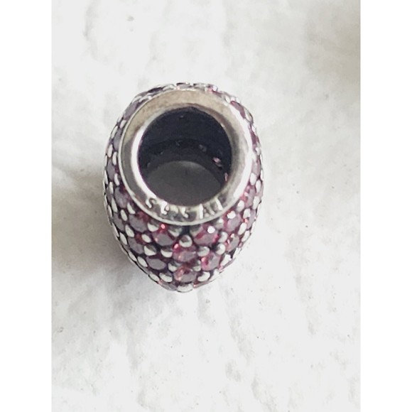 Pandora 925 Textile Multi String Bracelet  Pink Pave CZ Heart / 2 Heart Clips - Picture 9 of 14